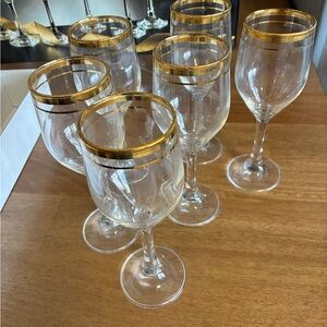 Versailles Blown Crystal 24 kt Gold Decorated Champagne Flutes with box
